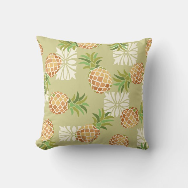 Grönt för ananas Gult Kudde (Framsida)