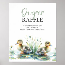Grönt för Anka Diaper Raffle Baby Shower-skylt Poster