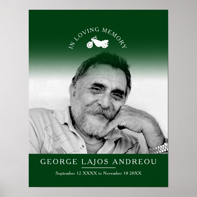 Grönt för anpassningsbar av minnesfotomotorcykelbe poster (Framsidan)