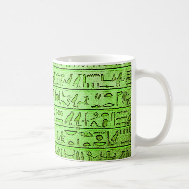 Grönt för antika egyptiska hieroglyfer kaffemugg (Höger)