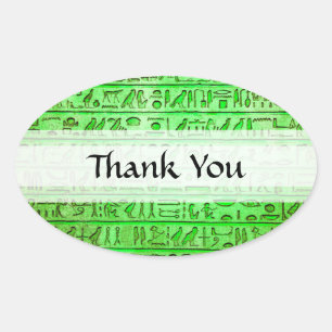 Grönt för antika egyptiska hieroglyfer ovalt klistermärke