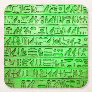 Grönt för antika egyptiska hieroglyfer underlägg papper kvadrat