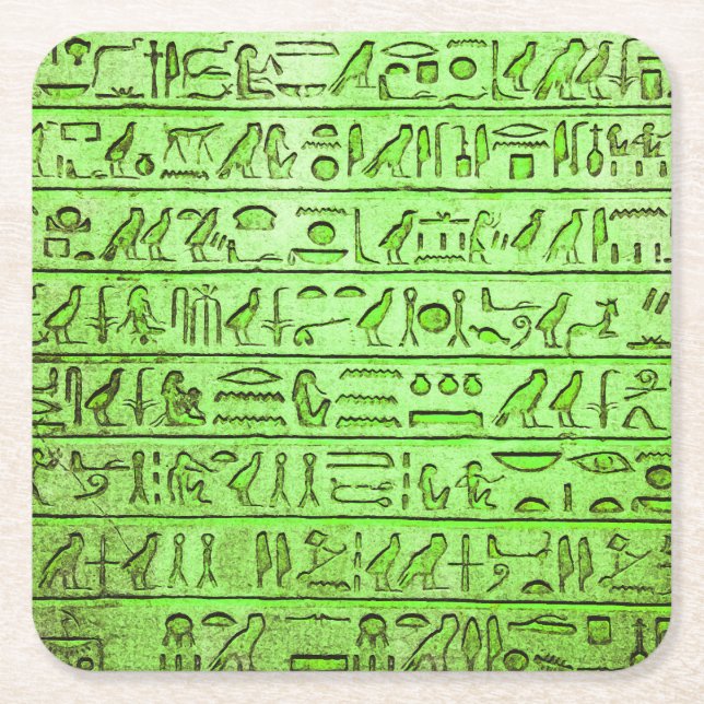 Grönt för antika egyptiska hieroglyfer underlägg papper kvadrat (Framsidan)