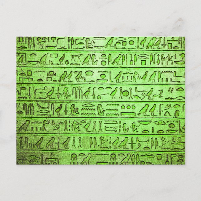 Grönt för antika egyptiska hieroglyfer vykort (Framsida)
