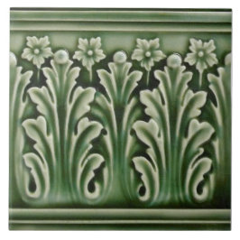 Grönt för antikreproduktion Acanthus Blommigt Grän Kakelplatta