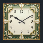 Grönt för Art Deco-Elegant Fyrkantig Klocka<br><div class="desc">Underbar klockdesign. Du kommer att kärlek det som andra. Du kan fritt använda den här designen för andra produkter som du gillar eller anpassa och lägga till texten. Följ mig för mer. Tack. Ha en trevlig dag.</div>