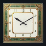 Grönt för Art Deco-Elegant Fyrkantig Klocka<br><div class="desc">Underbar klockdesign. Du kommer att kärlek det som andra. Du kan fritt använda den här designen för andra produkter som du gillar eller anpassa och lägga till texten. Följ mig för mer. Tack. Ha en trevlig dag.</div>