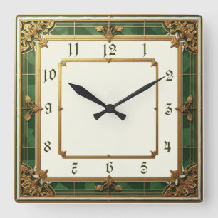 Grönt för Art Deco-Elegant Fyrkantig Klocka