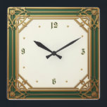 Grönt för Art Deco-Elegant Fyrkantig Klocka<br><div class="desc">Underbar klockdesign. Du kommer att kärlek den som andra. Du kan fritt använda den här designen för andra produkter som du gillar eller anpassa och lägga till texten. Följ mig för mer. Tack. Ha en trevlig dag.</div>