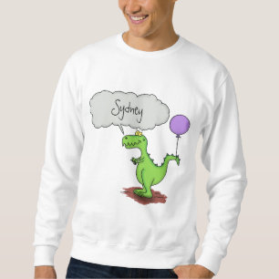 Grönt för att andas lustig drake tecknad lång ärmad tröja