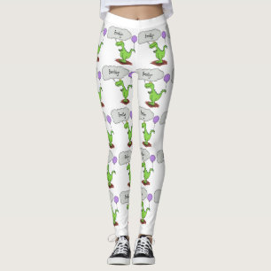 Grönt för att andas lustig drake tecknad leggings