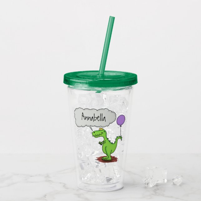 Grönt för att andas lustig drake tecknad take away mugg (Baksida Ice)