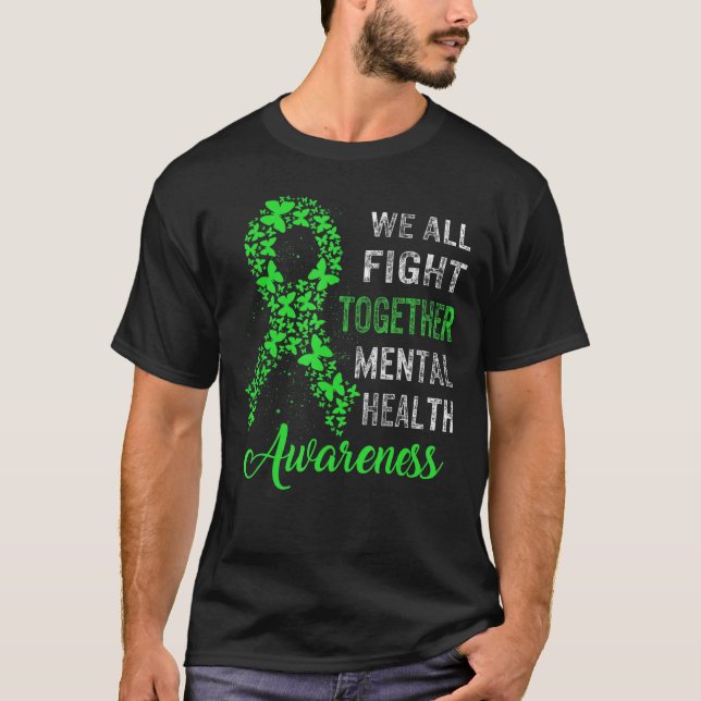 Grönt för att bekämpa psykisk ohälsa t shirt (Framsida)