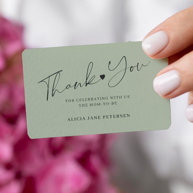 Grönt för att budgetera babydusch-skript anteckningskort (You can choose the ROUNDED CORNERS option)