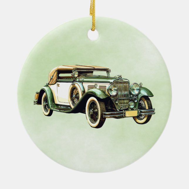 Grönt för automatisk vattenvintage julgransprydnad keramik (Baksidan)