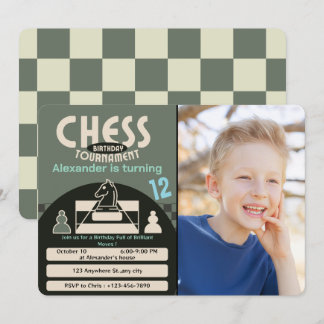 Grönt för av Födelsedagsfest för chess-turism, te Inbjudningar