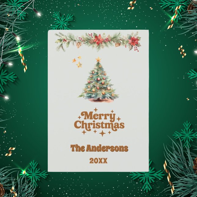 grönt för  av trädgårdssäd i god jul träd julkort (Skapare uppladdad)