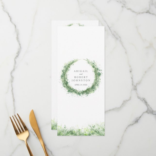 Grönt för avtryck av gråkrans med vattenfärg meny (Fram/Back In Situ)