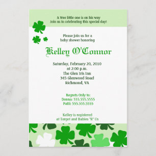 GRÖNT för babykläder i SHAMROCKS ST PATRICKS DAY Inbjudningar