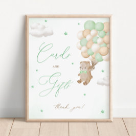 Grönt för babyskor och presentkort för nalle poster