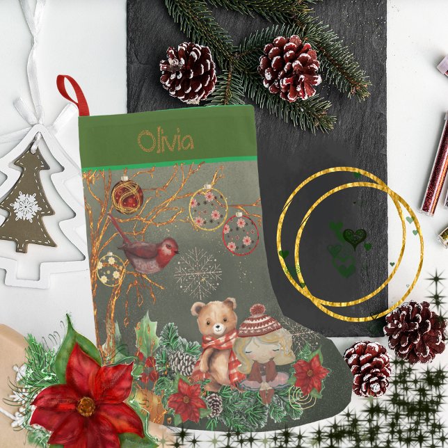 Grönt för barn liten julstrumpa (Kids green stocking)