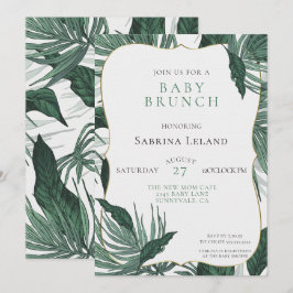Grönt för barnskor för Tropical Löv Brunch Inbjudningar