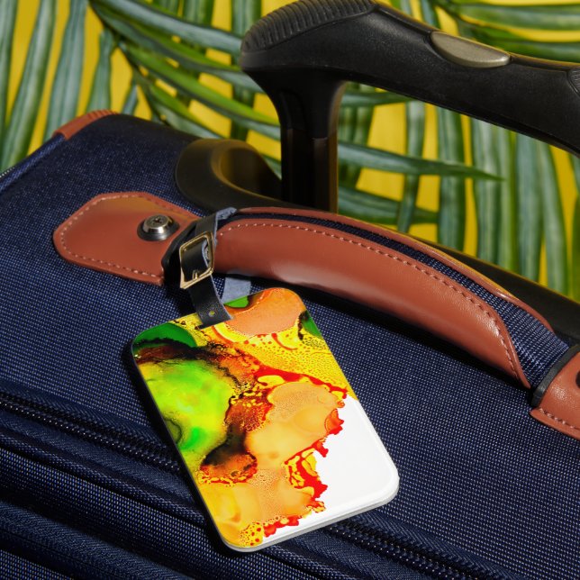 grönt för bläck gult av abstrakt konst bagagebricka (Framsida Insitu 1)