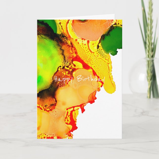 grönt för bläck gult av abstrakt konst kort (Framsida)