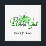 Grönt för blommiga flickor - Bride and Groom Date Magnet<br><div class="desc">Underbar utformning i grönt.</div>