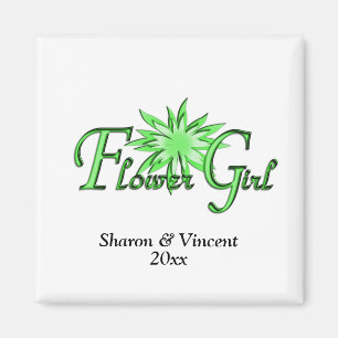 Grönt för blommiga flickor - Bride and Groom Date Magnet