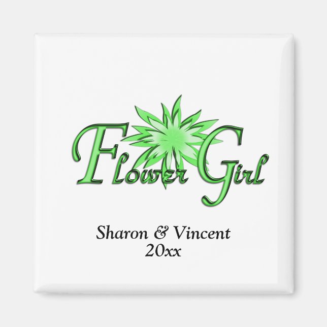 Grönt för blommiga flickor - Bride and Groom Date Magnet (Framsidan)