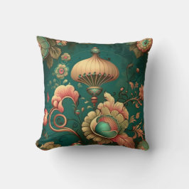 grönt för blommigt av återdesign för vintage kudde