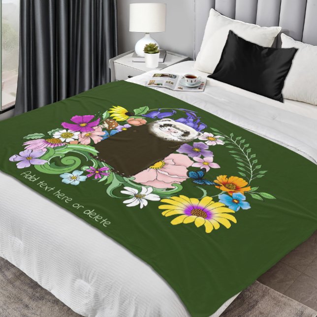 Grönt för Blommigt av färglösa  Fleecefilt (Skapare uppladdad)