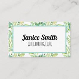 Grönt för Blommigten Tropical Lövs Background Visitkort