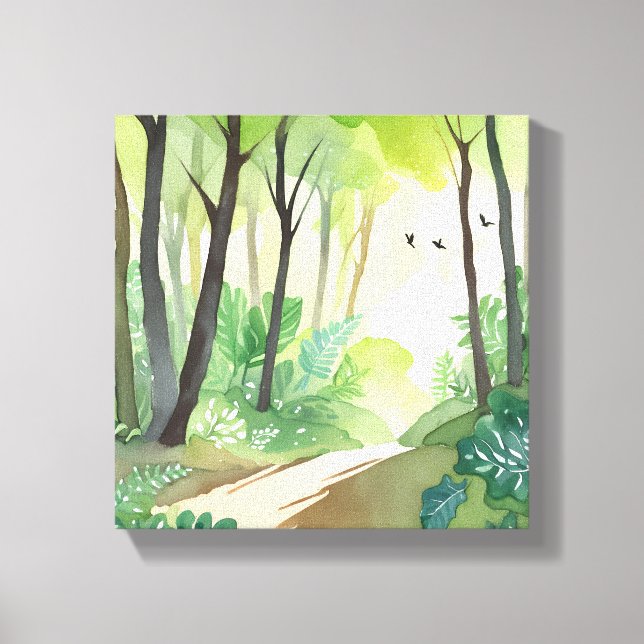 Grönt för blomning | Natur - vattenfärg Canvastryck (Framsida)