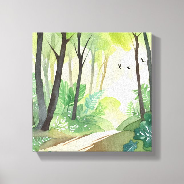 Grönt för blomning | Natur - vattenfärg Canvastryck (Framsida)