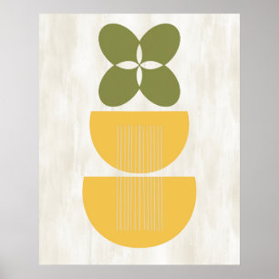Grönt för botanisk Gult i modern Abstrakt i mitten Poster
