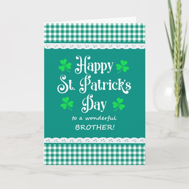 Grönt för Brother St patrick's day Shamrocks Kort (Framsida)