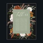 Grönt för budgetsaldo, svart blommigt bord-sittpla<br><div class="desc">Budgeterad botanisk blommigt rost,  terakotta,  svart,  naturlig och sage grönt rustic,  elegant bord sittplan bröllopsdag dekoration. I text med trendskript ingår en del av en matchande bröllop-svit.</div>