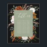 Grönt för budgetsaldo, svart blommigt bord-sittpla<br><div class="desc">Budgeterad botanisk blommigt rost,  terakotta,  svart,  naturlig och sage grönt rustic,  elegant bord sittplan bröllopsdag dekoration. I text med trendskript ingår en del av en matchande bröllop-svit.</div>