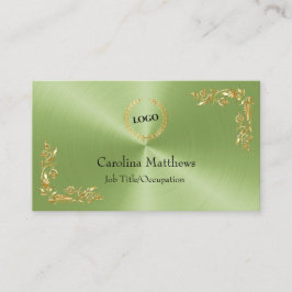 Grönt för Business Logotyp Gold Foil Blommigt Corn Visitkort