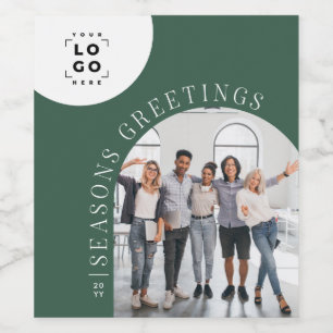 Grönt för Business Modern Arch Photo Jul Helgdag Vinflaska Etikett