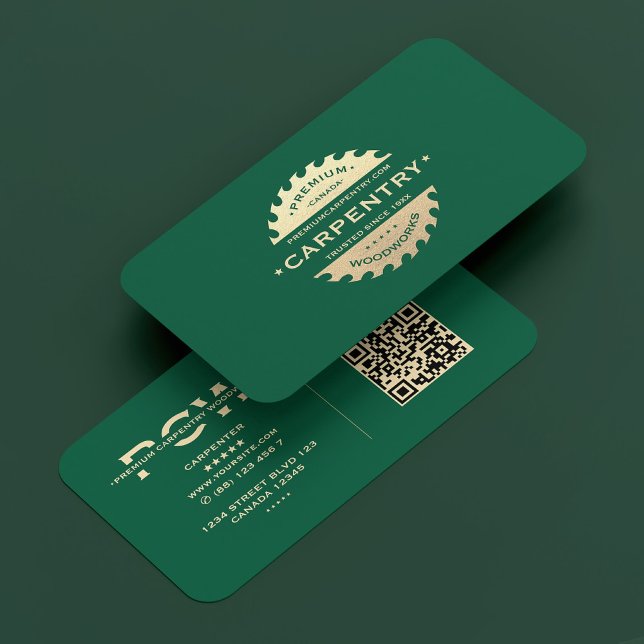 Grönt för byggherrar visitkort (Construction Contractor Carpenter Hunter Green Business Card
)