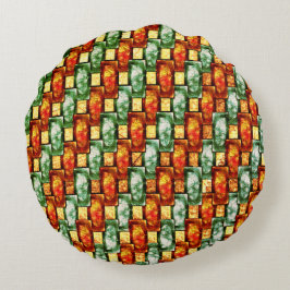 Grönt för Carved och nedfläckad, rektangulärt tall Rund Kudde