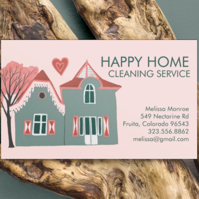 Grönt för Charming Rosa för Städning i hemmet  Visitkort (Skapare uppladdad)