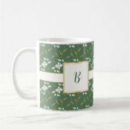 Grönt för Cheerful Regal Blommigt Monogram Kaffemugg