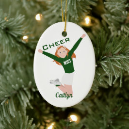 Grönt för CheerLeader-Rödhårig och Vit Julgransprydnad Keramik