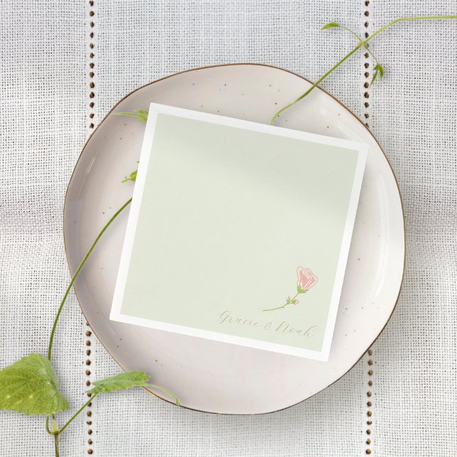 Grönt för chic Mint och  Ro | White Napkins Pappersservett (Skapare uppladdad)
