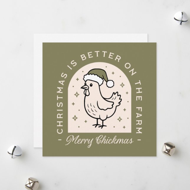 Grönt för chipsemesterfirare vid jul julkort (Fram/Back In Situ)