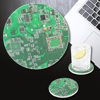 Grönt för Computer Geek Circuit Board Underlägg Sandsten